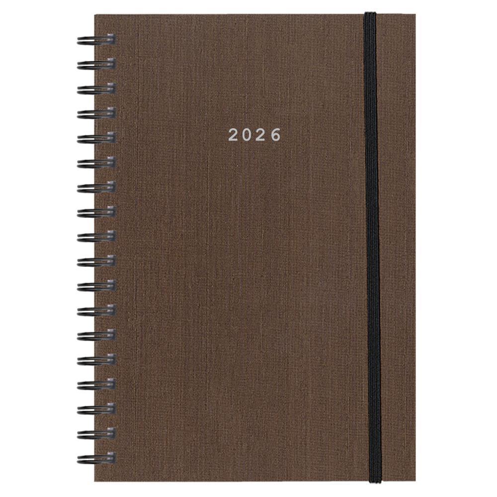 Next ημερολόγιο 2026 fabric plus ημερήσιο σπιράλ καφέ 17x25εκ. Δυνατότητα εκτύπωσης