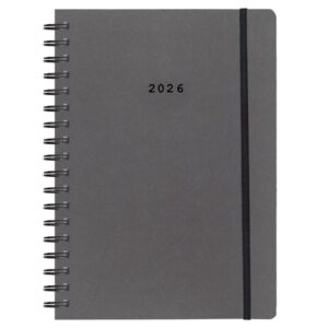Next ημερολόγιο 2026 Natural ημερήσιο σπιράλ γκρι σκούρο με λάστιχο 14x21εκ.