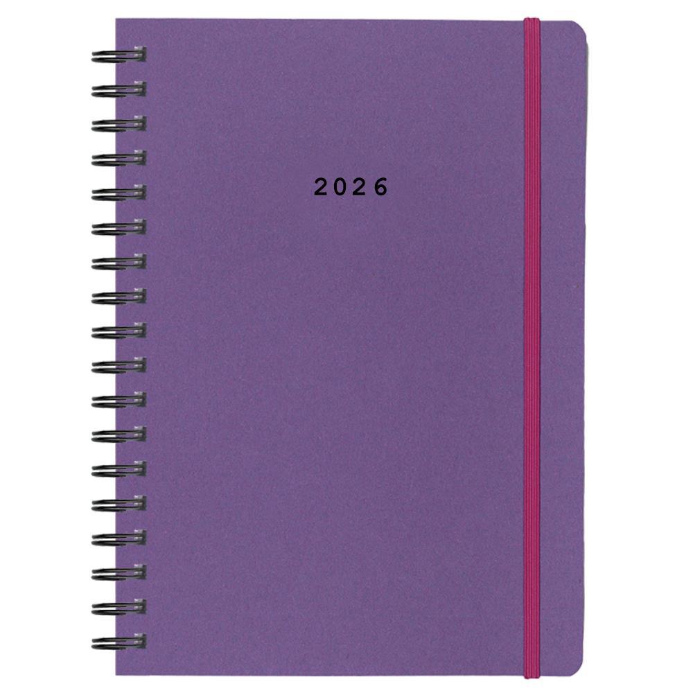 Next ημερολόγιο 2026 Natural ημερήσιο σπιράλ μωβ με λάστιχο 12x17εκ. Δυνατότητα εκτύπωσης