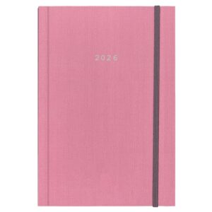 Next ημερολόγιο 2026 fabric ημερήσιο δετό ροζ με λάστιχο 14x21εκ.  Δυνατότητα εκτύπωσης