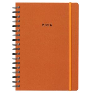 Next ημερολόγιο 2026 Natural ημερήσιο σπιράλ πορτοκαλί με λάστιχο 14x21εκ.