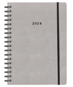 Next ημερολόγιο 2026 Natural ημερήσιο σπιράλ γκρι ανοιχτό με λάστιχο 14x21εκ.