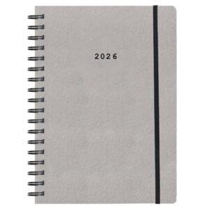 Next ημερολόγιο 2026 Natural ημερήσιο σπιράλ γκρι ανοιχτό με λάστιχο 14x21εκ.