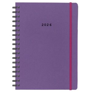 Next ημερολόγιο 2026 Natural ημερήσιο σπιράλ μωβ με λάστιχο 14x21εκ.