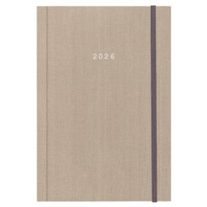 Next ημερολόγιο 2026 fabric ημερήσιο δετό μπεζ με λάστιχο 12x17εκ. Δυνατότητα εκτύπωσης