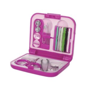 Σετ ραπτικής ταξιδιού πλαστικό φούξια κουτί 15 τεμάχια Υ21x10,5x1,5εκ.