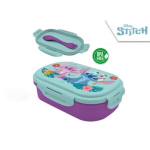 Φαγητοδοχείο Stitch με μαχαιροπίρουνα 21x14x6εκ.