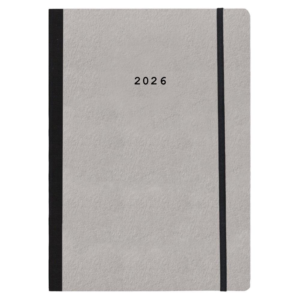 Next ημερολόγιο 2026 Natural ημερήσιο flexi γκρι ανοιχτό με λάστιχο 17x25εκ. Δυνατότητα εκτύπωσης