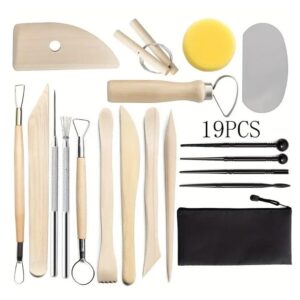 Ξύλινα εργαλεία πηλού σετ 19 τεμ.