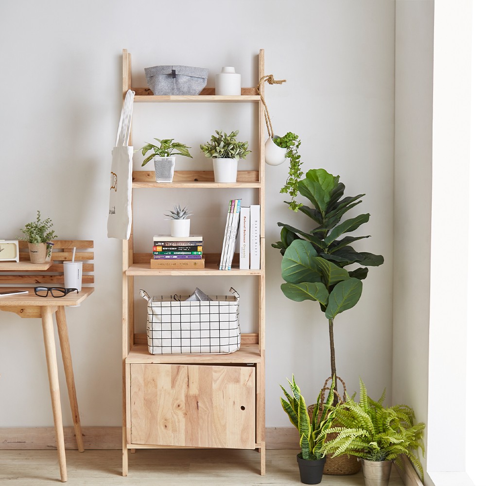 Ραφιέρα με ντουλάπι Nextdeco Natural μασίφ ξύλο Y180x60x38εκ. - Image 2