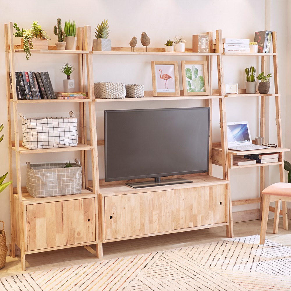 Ραφιέρα με ντουλάπι Nextdeco Natural μασίφ ξύλο Y180x60x38εκ. - Image 3