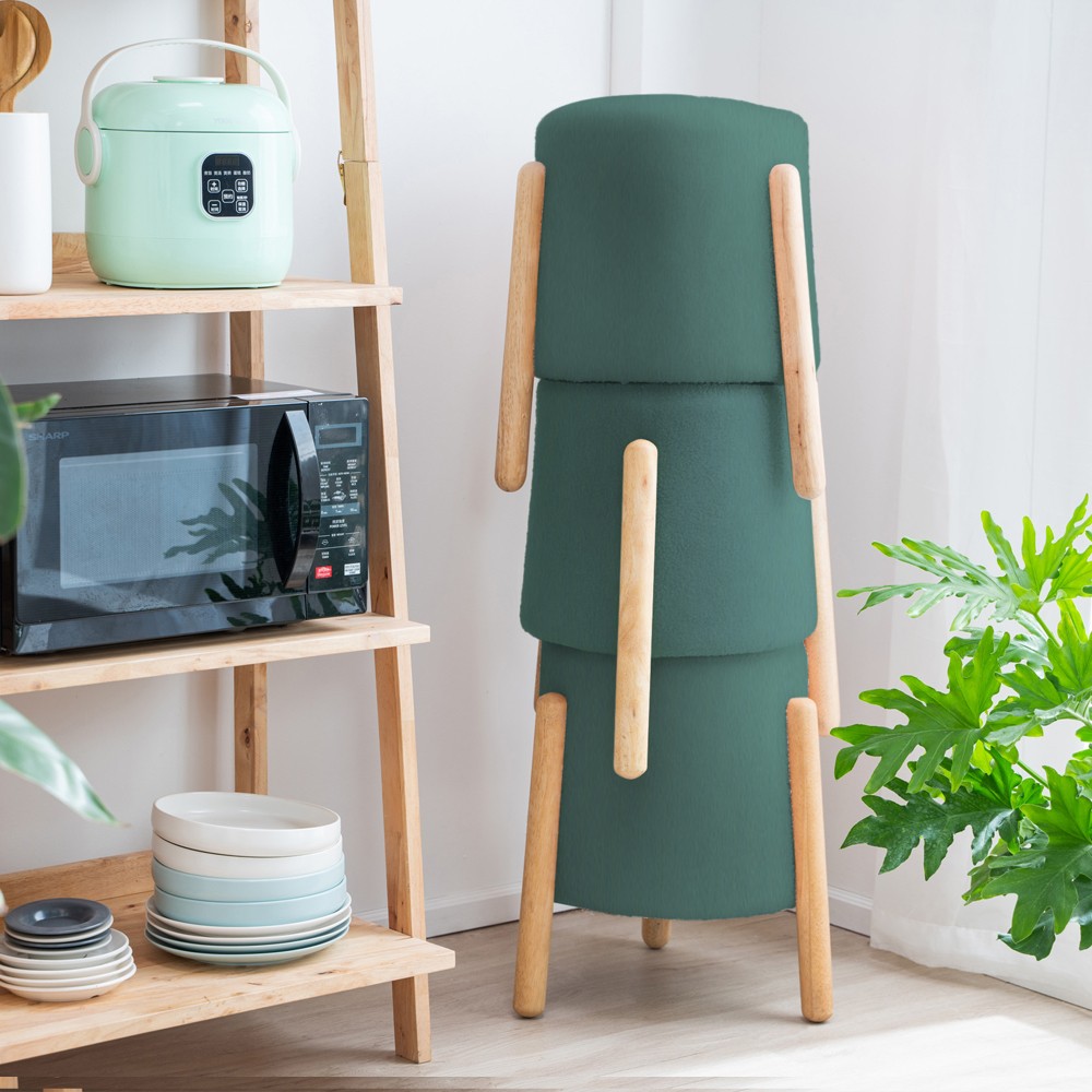 Σκαμπό Nextdeco Natural πράσινο Υ46,5x38x37,5εκ. - Image 2