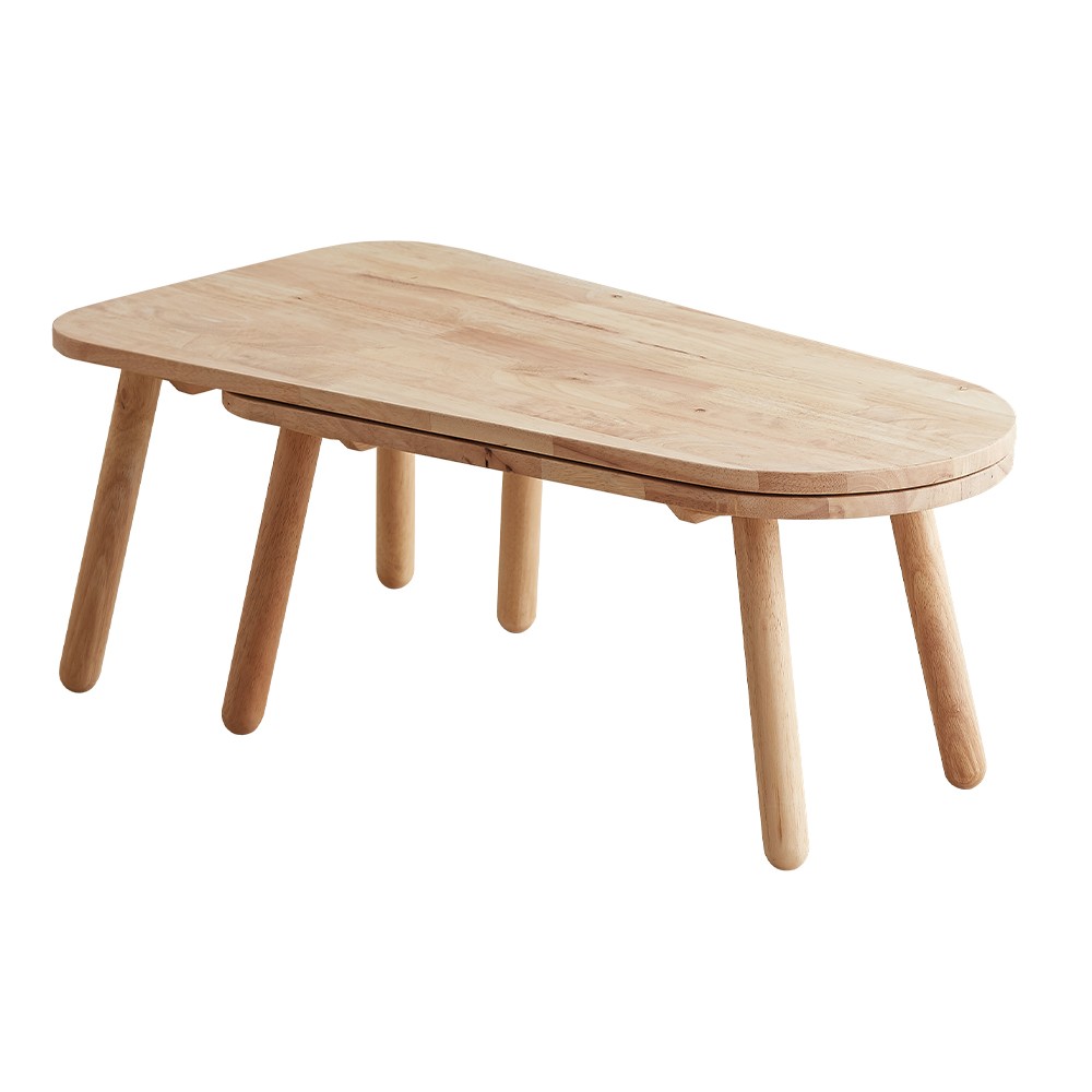 Τραπέζι σαλονιού 2 τμημάτων περιστρεφόμενα Nextdeco Natural μασίφ ξύλο Υ35,5x125/90x50εκ. - Image 2