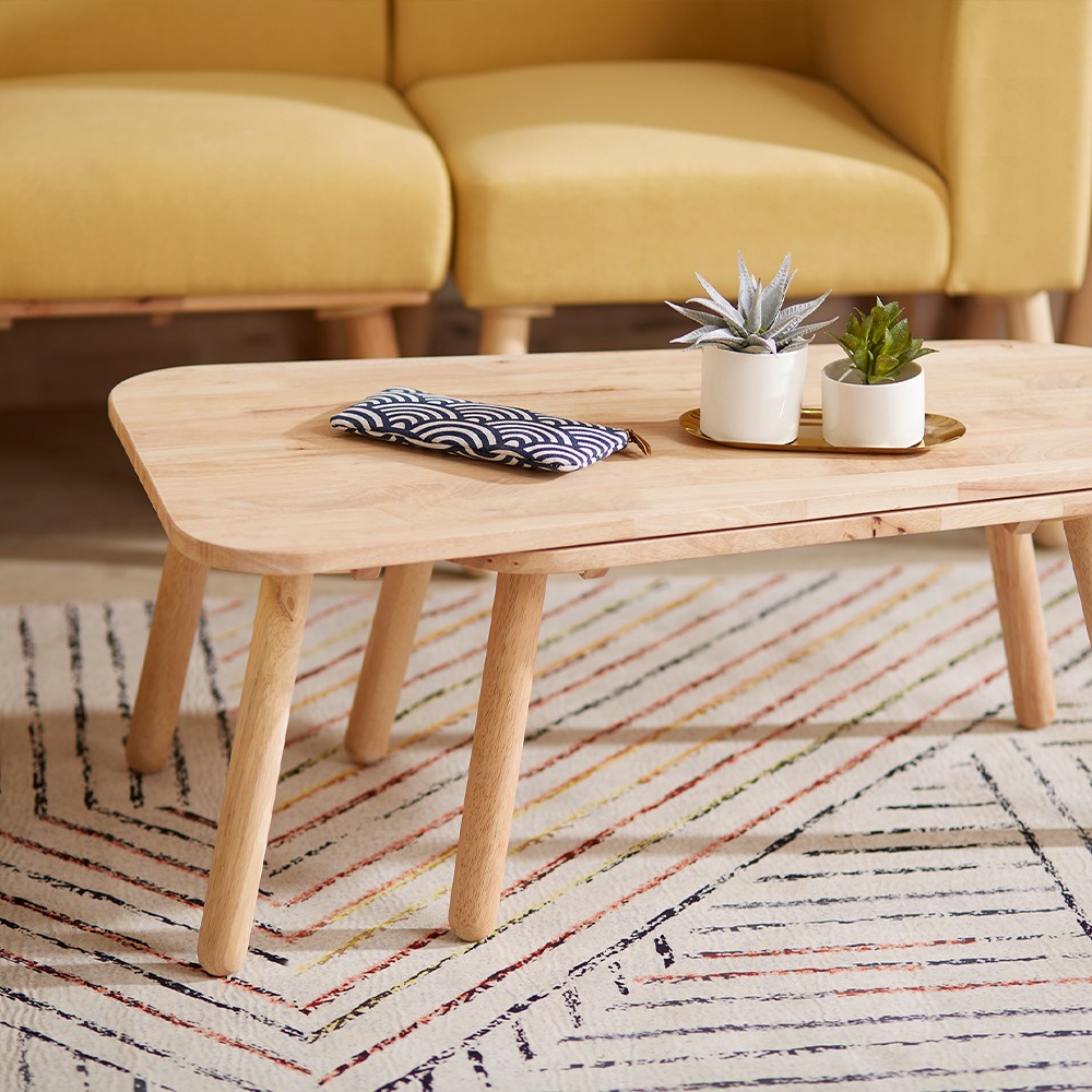 Τραπέζι σαλονιού 2 τμημάτων περιστρεφόμενα Nextdeco Natural μασίφ ξύλο Υ35,5x125/90x50εκ. - Image 4