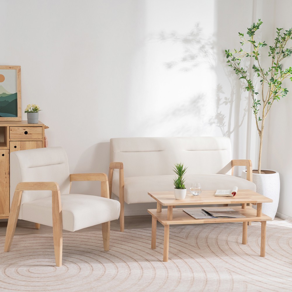 Πολυθρόνα Nextdeco Natural μασίφ ξύλο λευκή Υ78,5x58x72,5εκ. - Image 2
