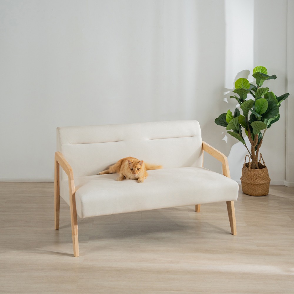 Καναπές διθέσιος Nextdeco Natural μασίφ ξύλο λευκός Υ78,5x127,6x72,5εκ. - Image 2