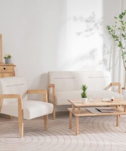 Καναπές διθέσιος Nextdeco Natural μασίφ ξύλο λευκός Υ78,5x127,6x72,5εκ. - Image 3