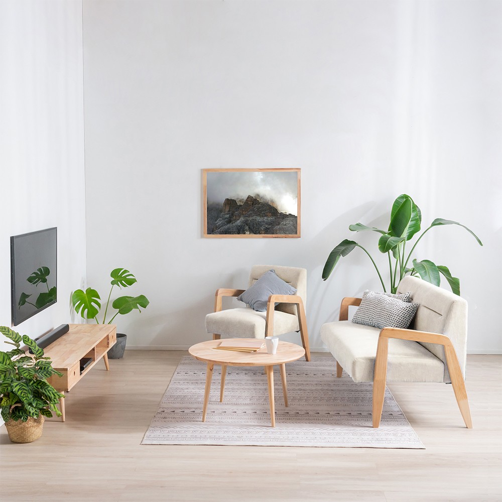 Καναπές διθέσιος Nextdeco Natural μασίφ ξύλο λευκός Υ78,5x127,6x72,5εκ. - Image 5