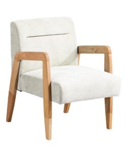 Πολυθρόνα Nextdeco Natural μασίφ ξύλο λευκή Υ78,5x58x72,5εκ.