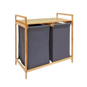 Καλάθι απλύτων διπλό Nextdeco μπαμπού Υ70x67x36.5εκ.