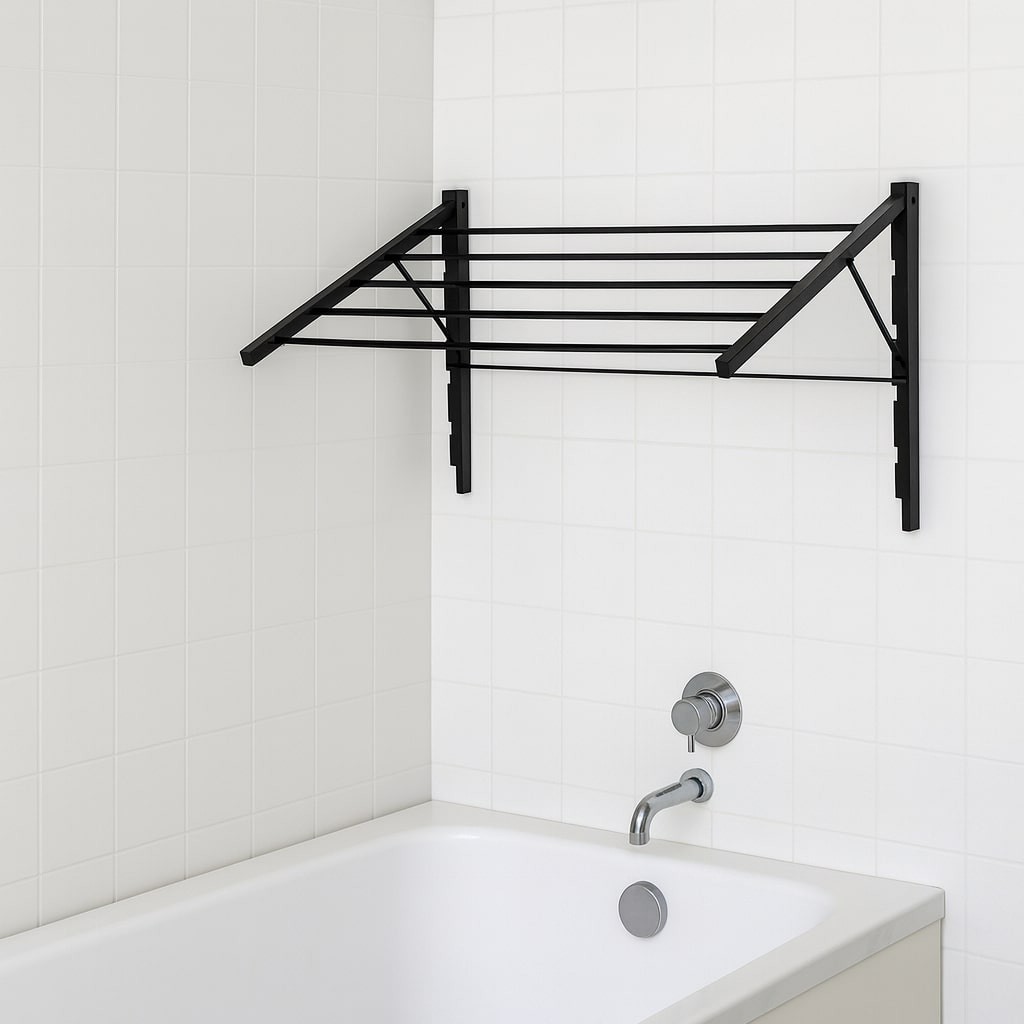 Απλώστρα τοίχου πτυσσόμενη μαύρη Π82x55εκ - Image 3