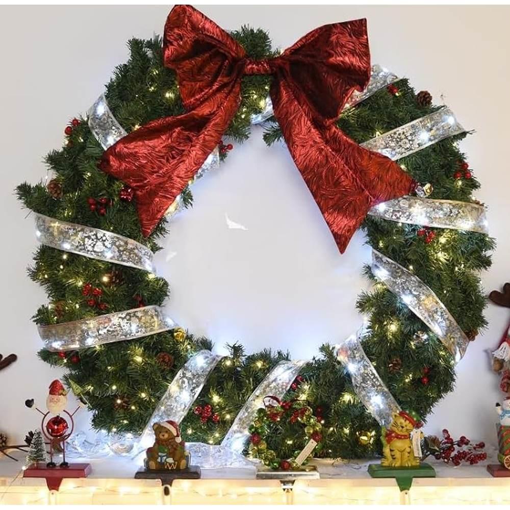 Φωτιζόμενη γιρλάντα χριστουγεννιάτικη ασημί 5εκ. x 5μ. - Image 3