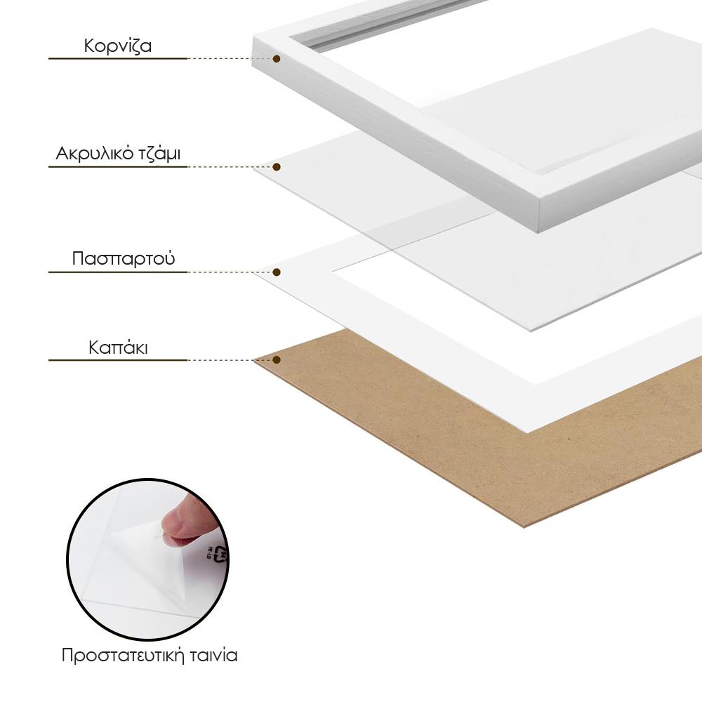 Κορνίζα τοίχου ξύλινη λευκή με ακρυλικό τζάμι Υ50x70εκ. - Image 5