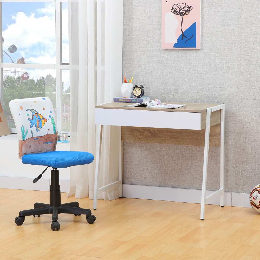 Γραφείο ξύλινο μεταλλική βάση Nextdeco λευκό Υ76x84x48εκ. - Image 2