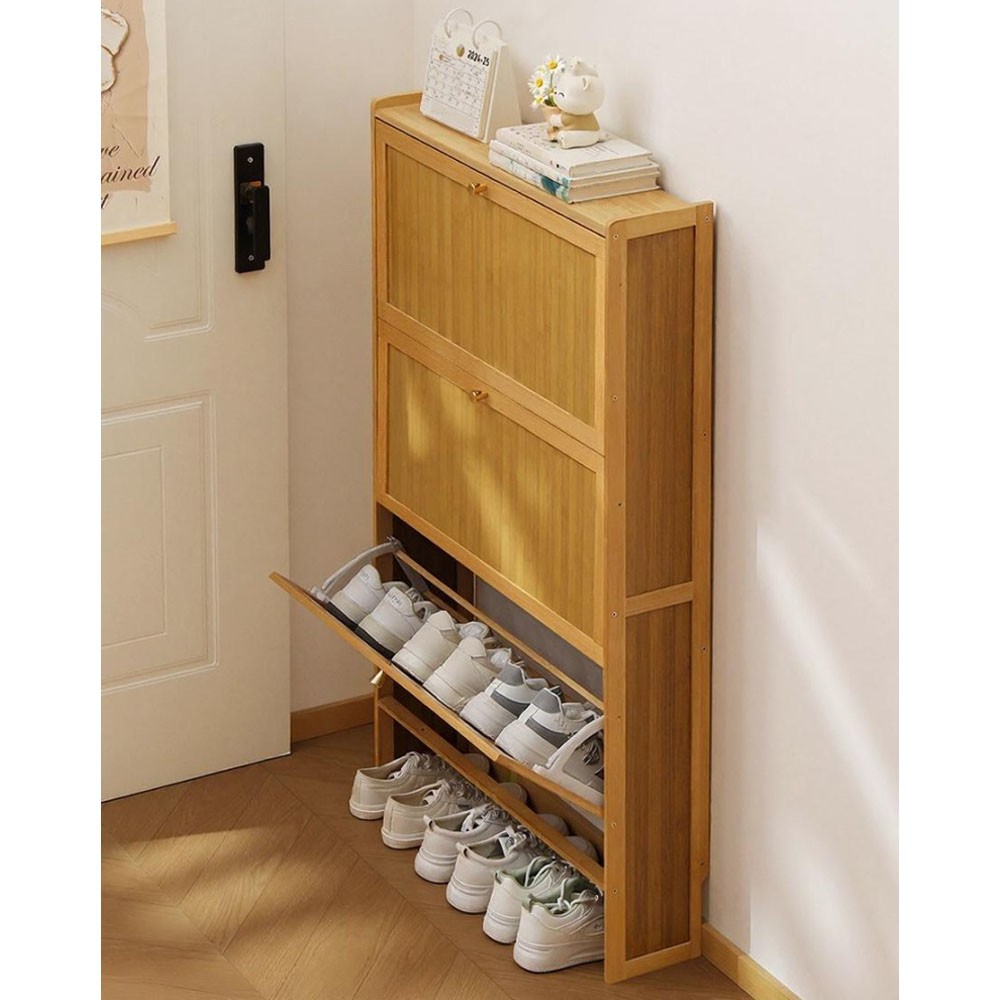 Παπουτσοθήκη με 3 πόρτες Nextdeco μπαμπού Υ120x50x17εκ. μικρή - Image 2