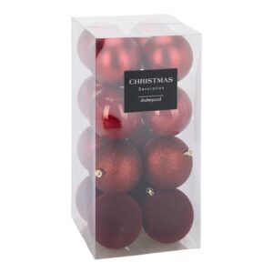 Σετ 16 χριστουγεννιάτικες μπάλες κόκκινες Ø8εκ.