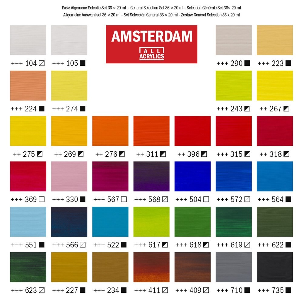 Talens Amsterdam Standard Series σετ 36 ακρυλικών χρωμάτων, 20 ml/χρώμα - Image 2