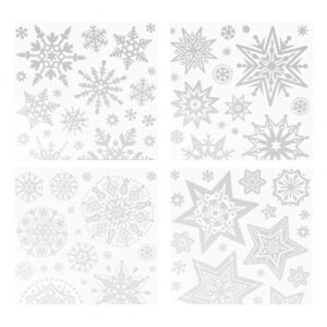 Χριστουγεννιάτικα αυτοκόλλητα παραθύρου Χιονονιφάδες ασημί 30x42εκ.