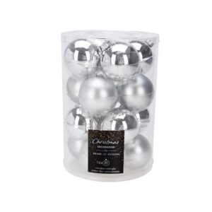 Σετ 16 χριστουγεννιάτικες γυάλινες μπάλες ασημί Ø8εκ.