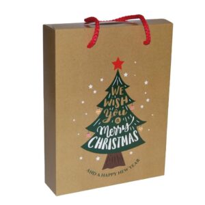 Next χάρτινη τσάντα κουτί Christmas tree Υ24,5x18,5x5εκ. Δυνατότητα εκτύπωσης