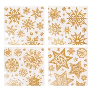 Χριστουγεννιάτικα αυτοκόλλητα παραθύρου Χιονονιφάδες χρυσά 30x42εκ.