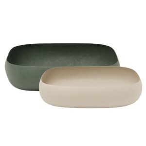 Μπωλ μεταλλικό ματ γκρι και πράσινο σετ 2ΤΜΧ Υ7xØ35εκ και Υ7xØ27εκ.