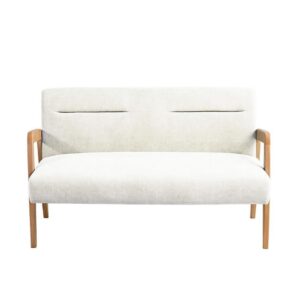 Καναπές διθέσιος Nextdeco Natural μασίφ ξύλο λευκός Υ78,5x127,6x72,5εκ.
