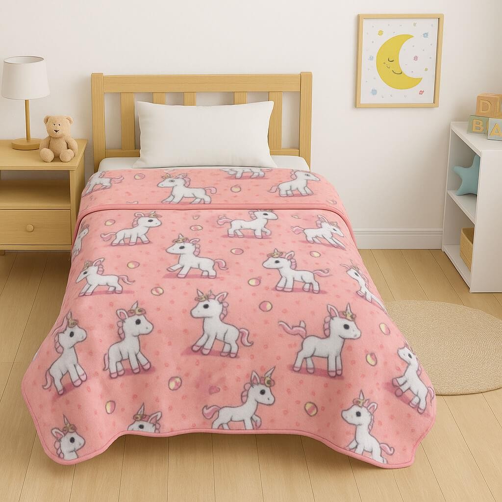 Κουβέρτα παιδική baby unicorn βελουτέ από 100% polyester 150x220εκ.
