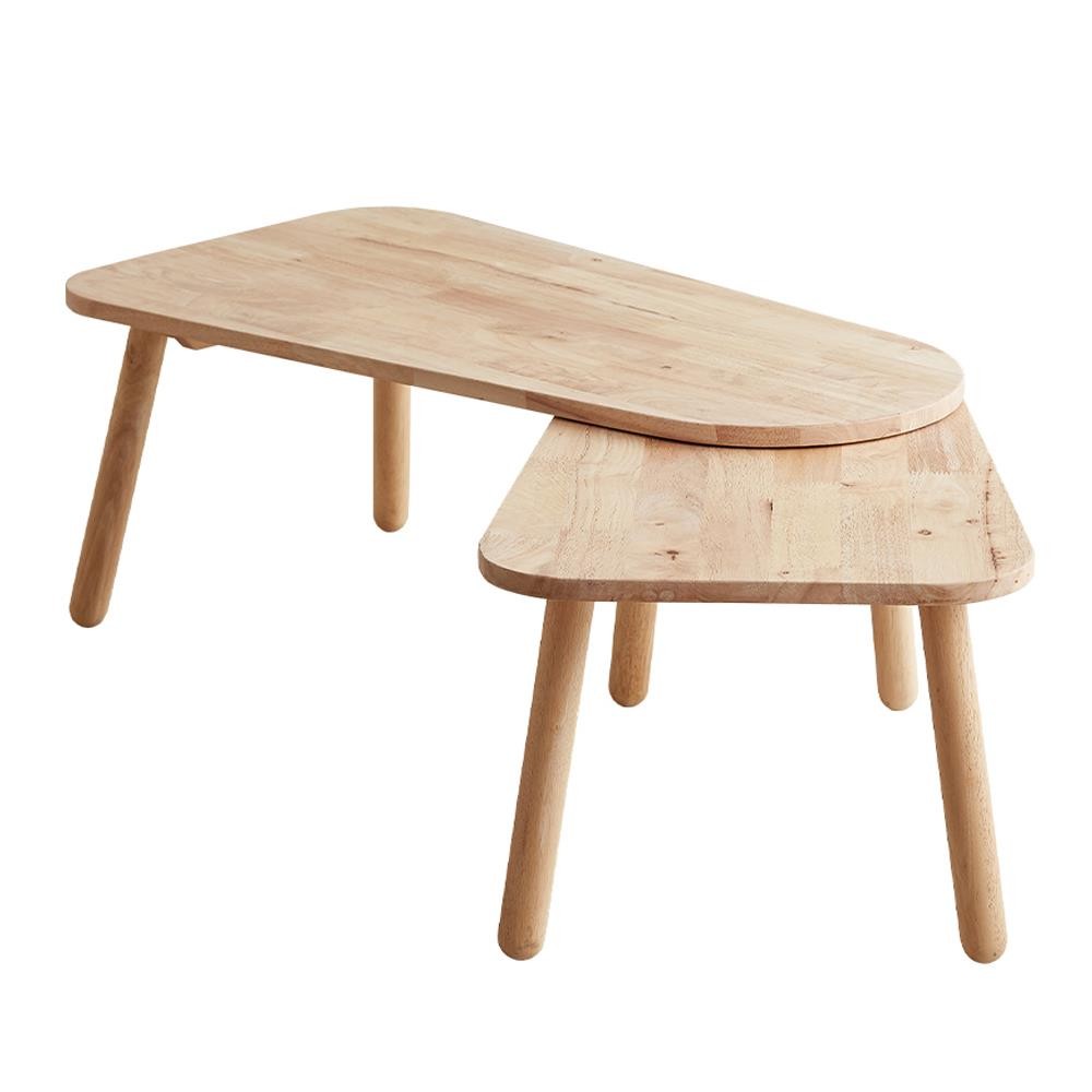 Τραπέζι σαλονιού 2 τμημάτων περιστρεφόμενα Nextdeco Natural μασίφ ξύλο Υ35,5x125/90x50εκ.