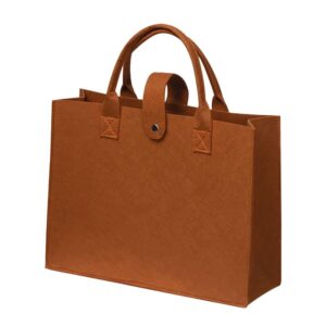 Τσάντα χειρός από τσόχα καφέ με χερούλια δερματίνης Υ41,5x43,5x9εκ.