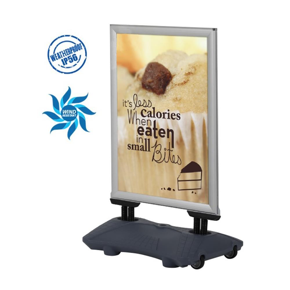 Σταντ επιδαπέδιο αλουμινίου διπλής όψης Α1 Υ87,9×63,2εκ. ασημί