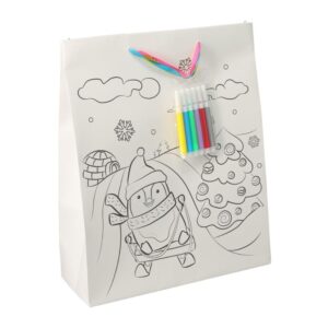 Τσάντα χριστουγεννιάτικη για ζωγραφική με 6 μαρκαδόρους Πιγκουίνος Υ23×18×10εκ.