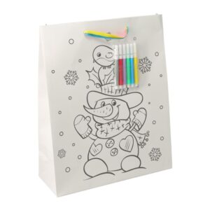 Τσάντα χριστουγεννιάτικη για ζωγραφική με 6 μαρκαδόρους Χιονάνθρωπος Υ23×18×10εκ.