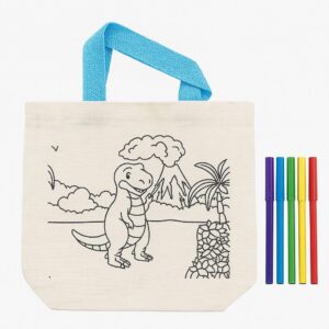 Τσάντα non wooven λευκή για ζωγραφική δεινόσαυρος με 6 μαρκαδόρους Υ21x21,5x0.3εκ.