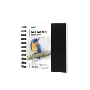Next Sketch book Mix Media 50 φύλλα 250γρ. 15x15εκ. σκληρό καπάκι σπιράλ