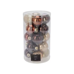 Σετ 20 χριστουγεννιάτικες γυάλινες μπάλες amber γκλίτερ Ø6εκ.