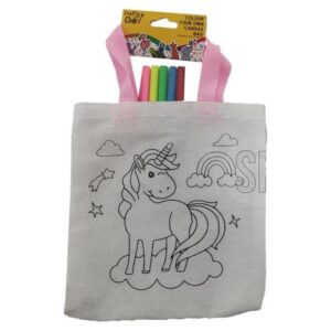 Τσάντα non woven λευκή για ζωγραφική μονόκερος με 6 μαρκαδόρους Υ21x21,5x0.3εκ.