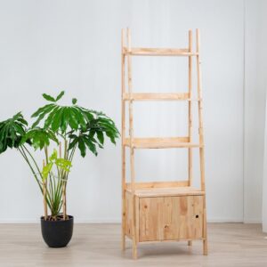 Ραφιέρα με ντουλάπι Nextdeco Natural μασίφ ξύλο Y180x60x38εκ.