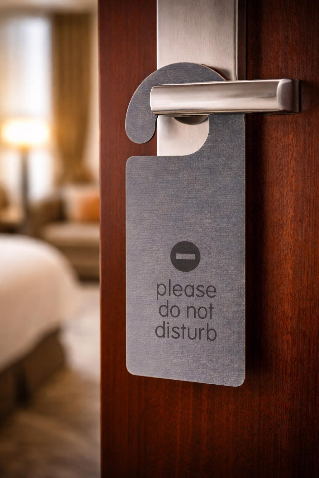 Next επιγραφή Do not disturb ECOLEATHER 2 όψεων 22,5x8,6εκ. γκρι. Δυνατότητα εκτύπωσης - Image 2