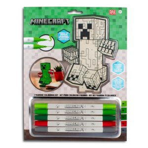 Σετ ζωγραφικής με αριθμούς Minecraft με ξύλινη φιγούρα MDF και 5 μαρκαδόρους Y29,7x21εκ.